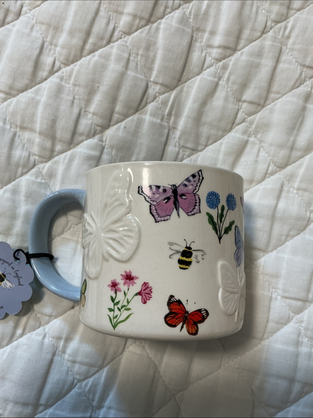 NWT bluebird and willow Butterfly Garden Ceramic Mug with Blue Handle